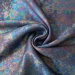 MilanSaten Rainbow Foil fabric in Slate Blue, shade 16 — flowing fabric view