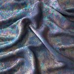 MilanSaten Rainbow Foil fabric in Slate Blue, shade 16 — rainbow foil detail