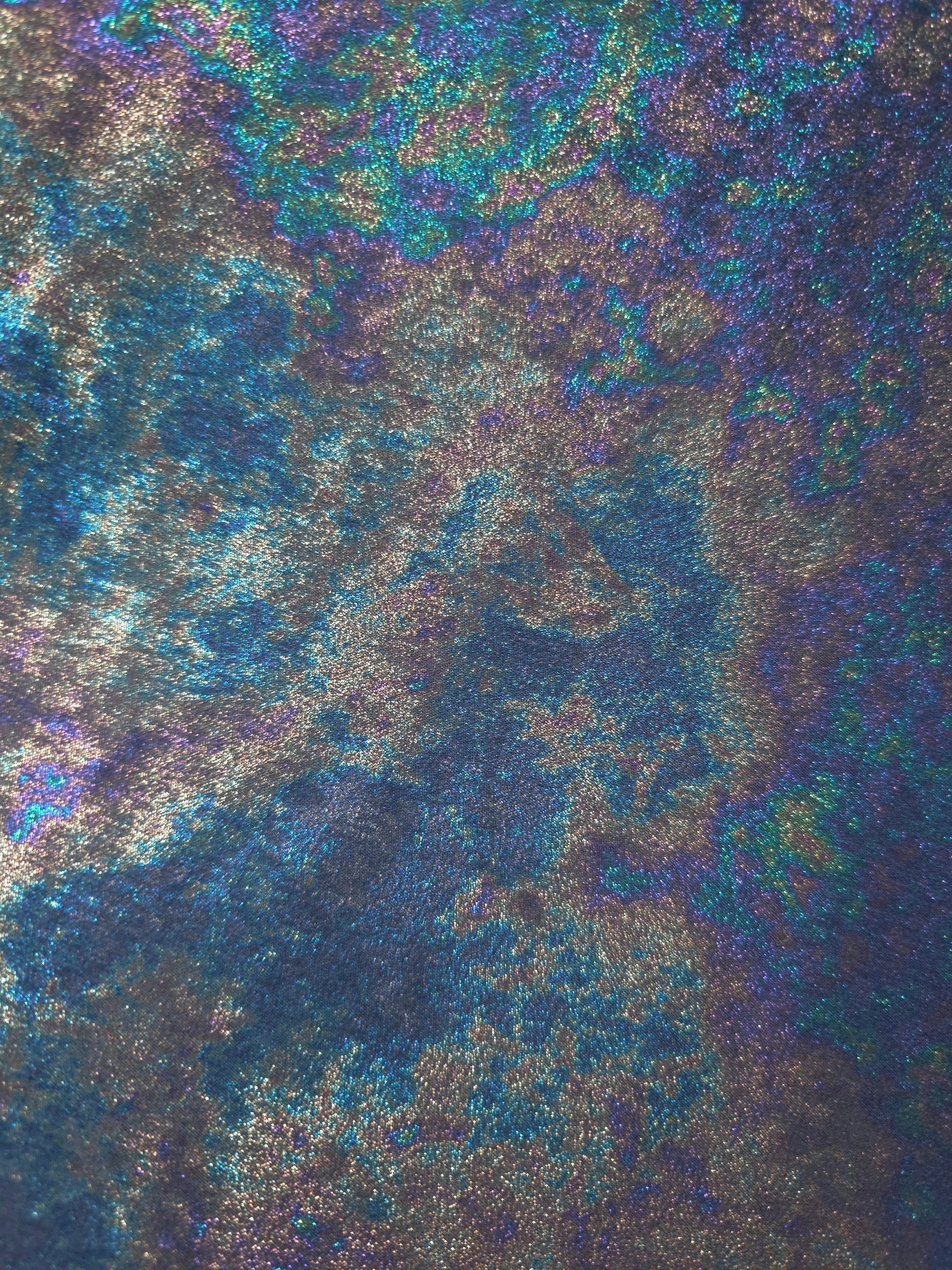MilanSaten Rainbow Foil fabric in Slate Blue, shade 16 — folded fabric view