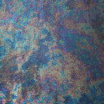 MilanSaten Rainbow Foil fabric in Slate Blue, shade 16 — full drape view