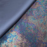 MilanSaten Rainbow Foil fabric in Slate Blue, shade 16 — texture close-up