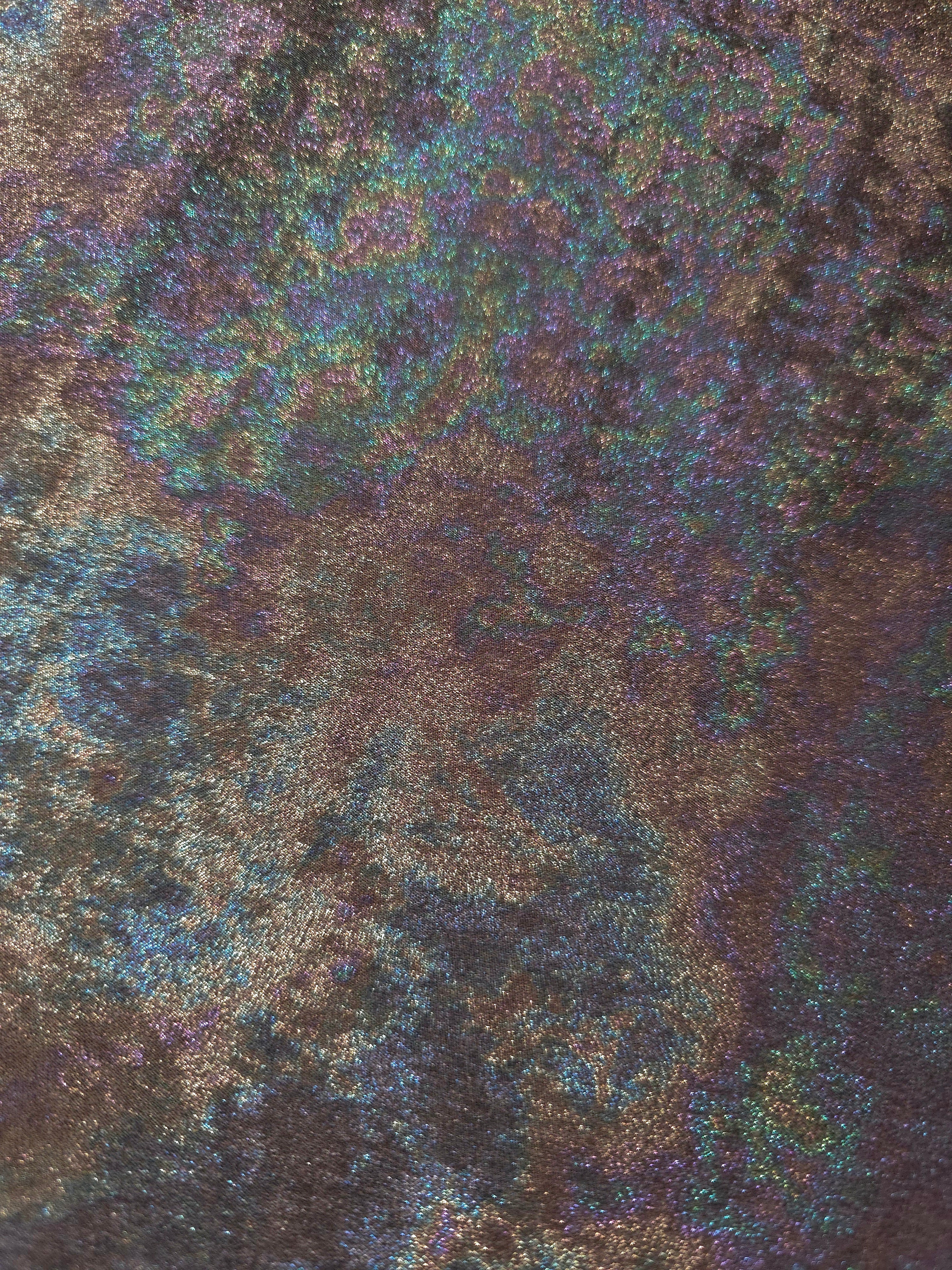 MilanSaten Rainbow Foil fabric in Mocha, shade 45 — folded fabric view