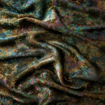 MilanSaten Rainbow Foil fabric in Olive Brown, shade 59 — rainbow foil detail