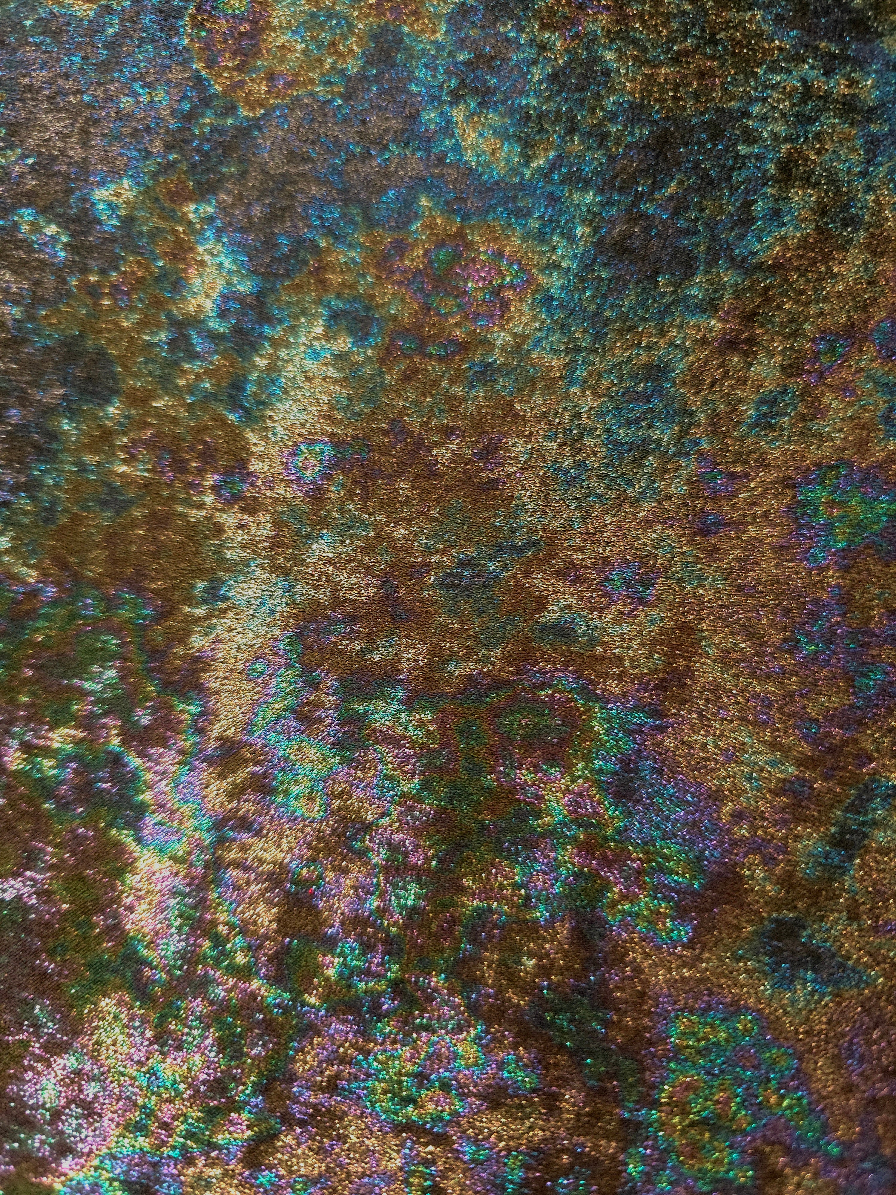 MilanSaten Rainbow Foil fabric in Olive Brown, shade 59 — folded fabric view