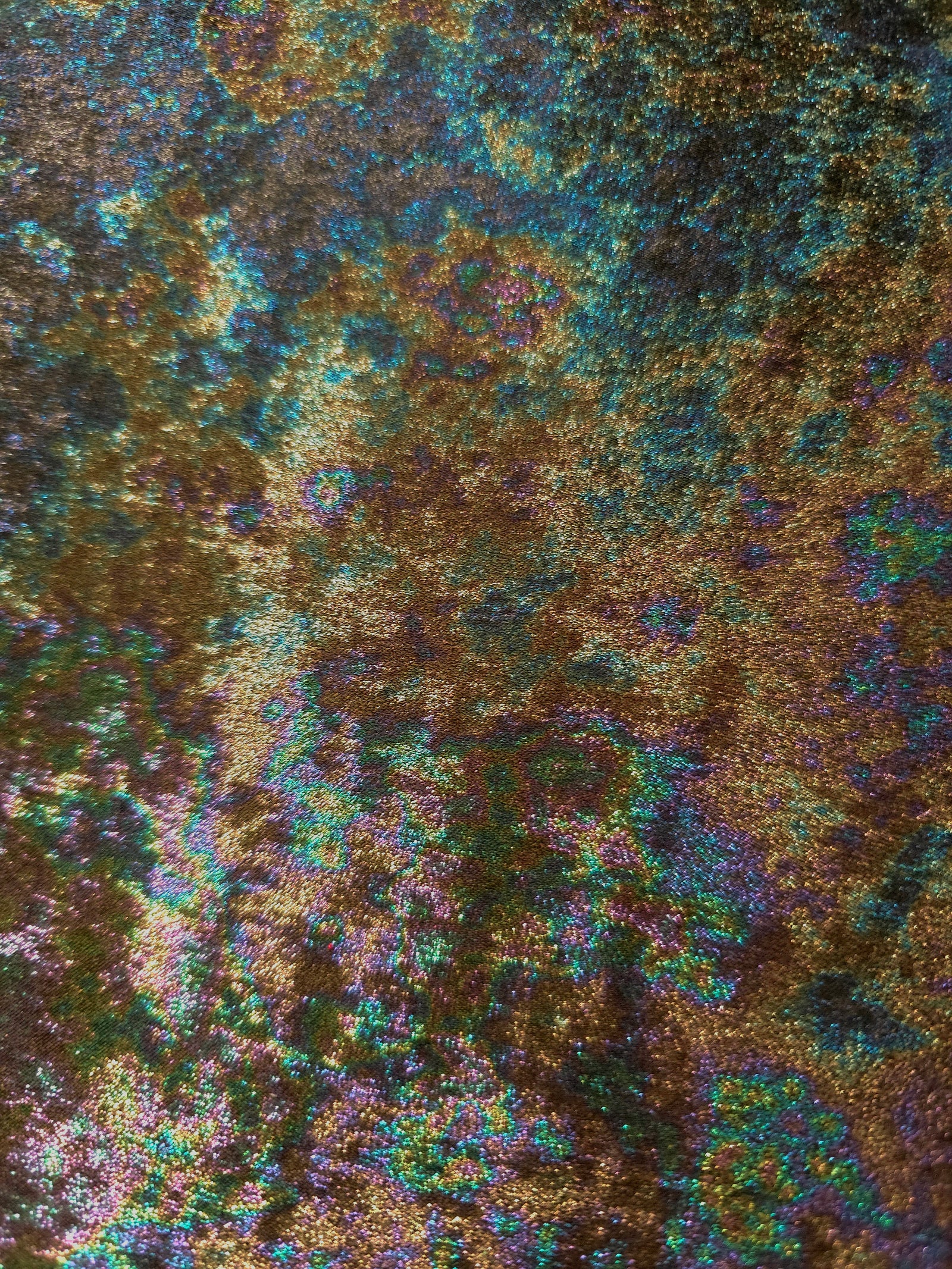 MilanSaten Rainbow Foil fabric in Olive Brown, shade 59 — folded fabric view