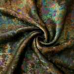 MilanSaten Rainbow Foil fabric in Olive Brown, shade 59 — macro shimmer close-up