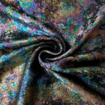 MilanSaten Rainbow Foil fabric in Midnight Navy, shade 64 — flowing fabric view