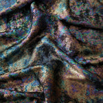 MilanSaten Rainbow Foil fabric in Midnight Navy, shade 64 — rainbow foil detail