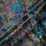 MilanSaten Rainbow Foil fabric in Midnight Navy, shade 64 — macro shimmer close-up