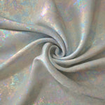 MilanSaten Rainbow Foil fabric in Silver, shade 66 — flowing fabric view