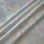 MilanSaten Rainbow Foil fabric in Silver, shade 66 — macro shimmer close-up