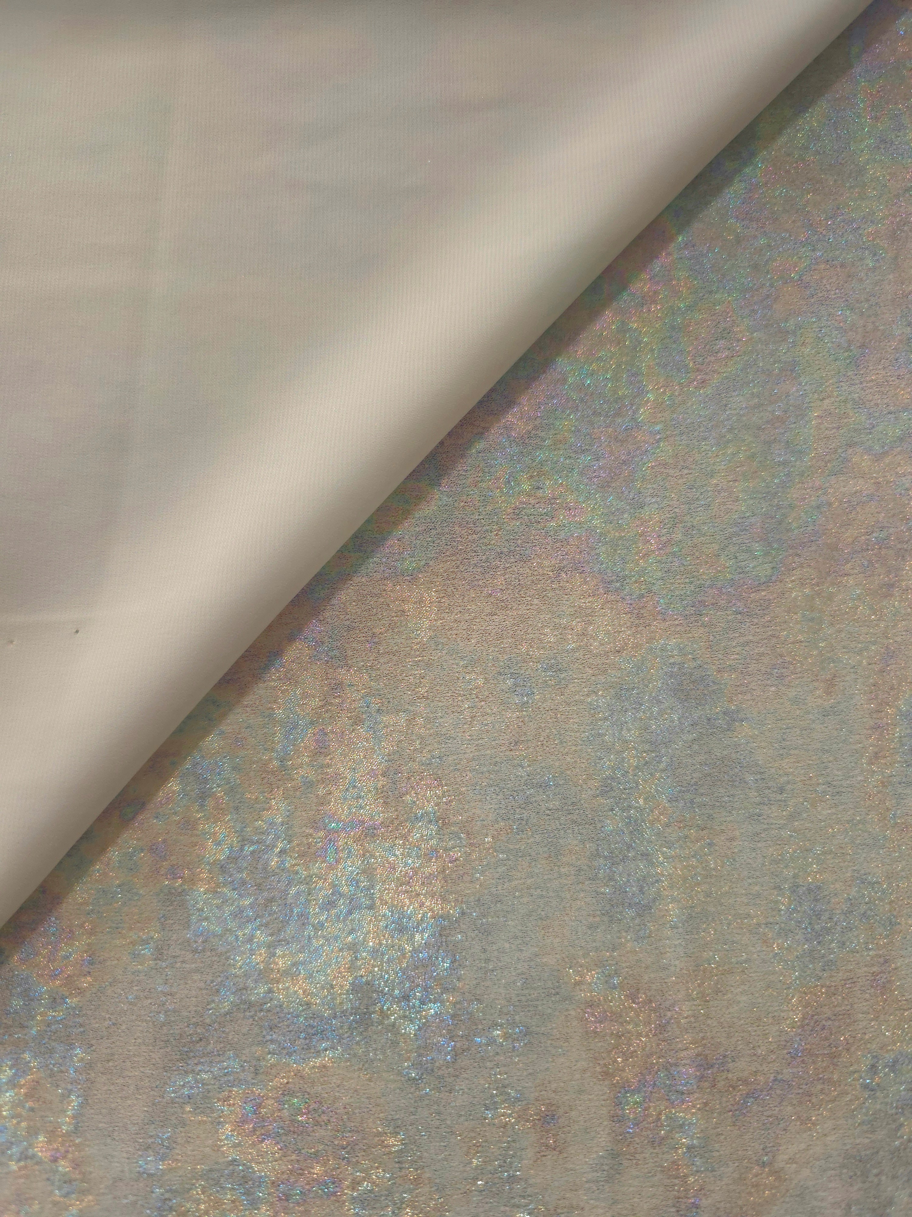 MilanSaten Rainbow Foil fabric in Silver, shade 66 — texture close-up