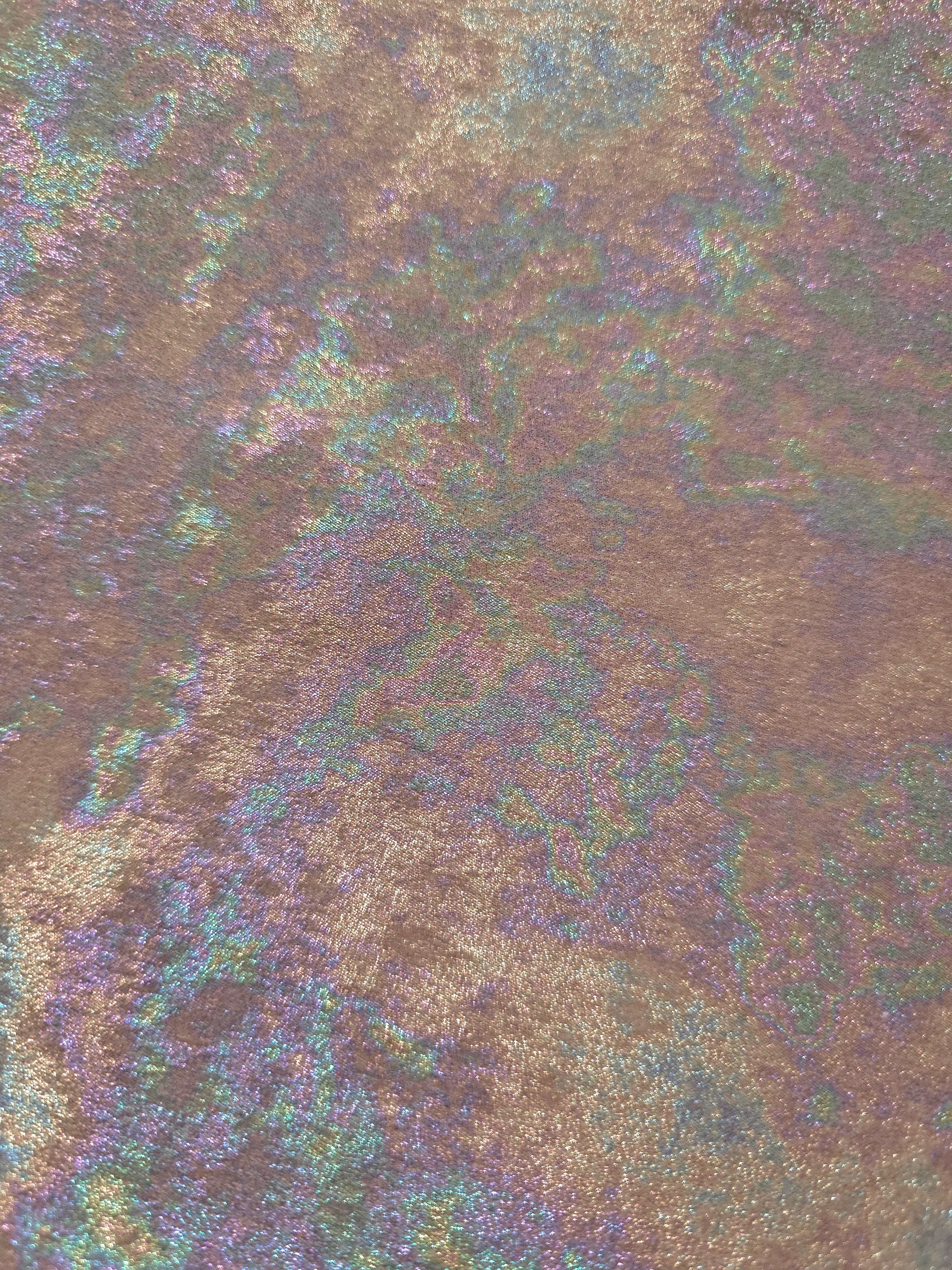 MilanSaten Rainbow Foil fabric in Rose Beige, shade 73 — folded fabric view