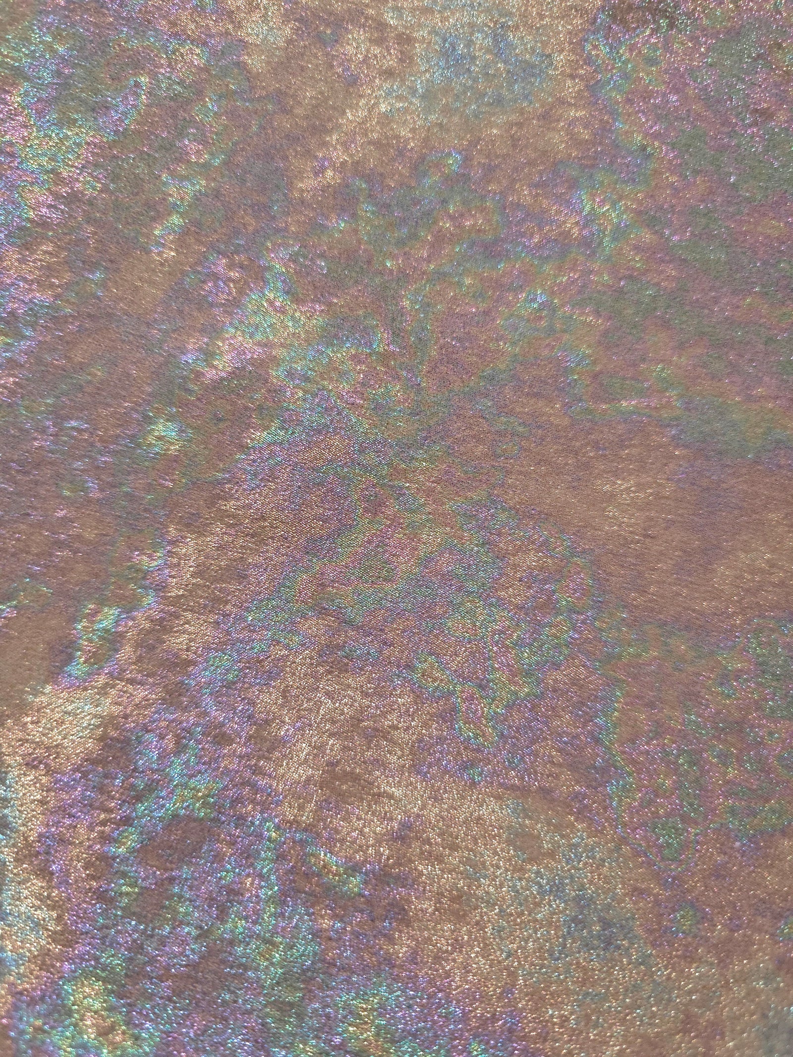 MilanSaten Rainbow Foil fabric in Rose Beige, shade 73 — folded fabric view
