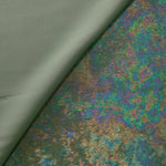 MilanSaten Rainbow Foil fabric in Sage Green, shade 74 — folded fabric view
