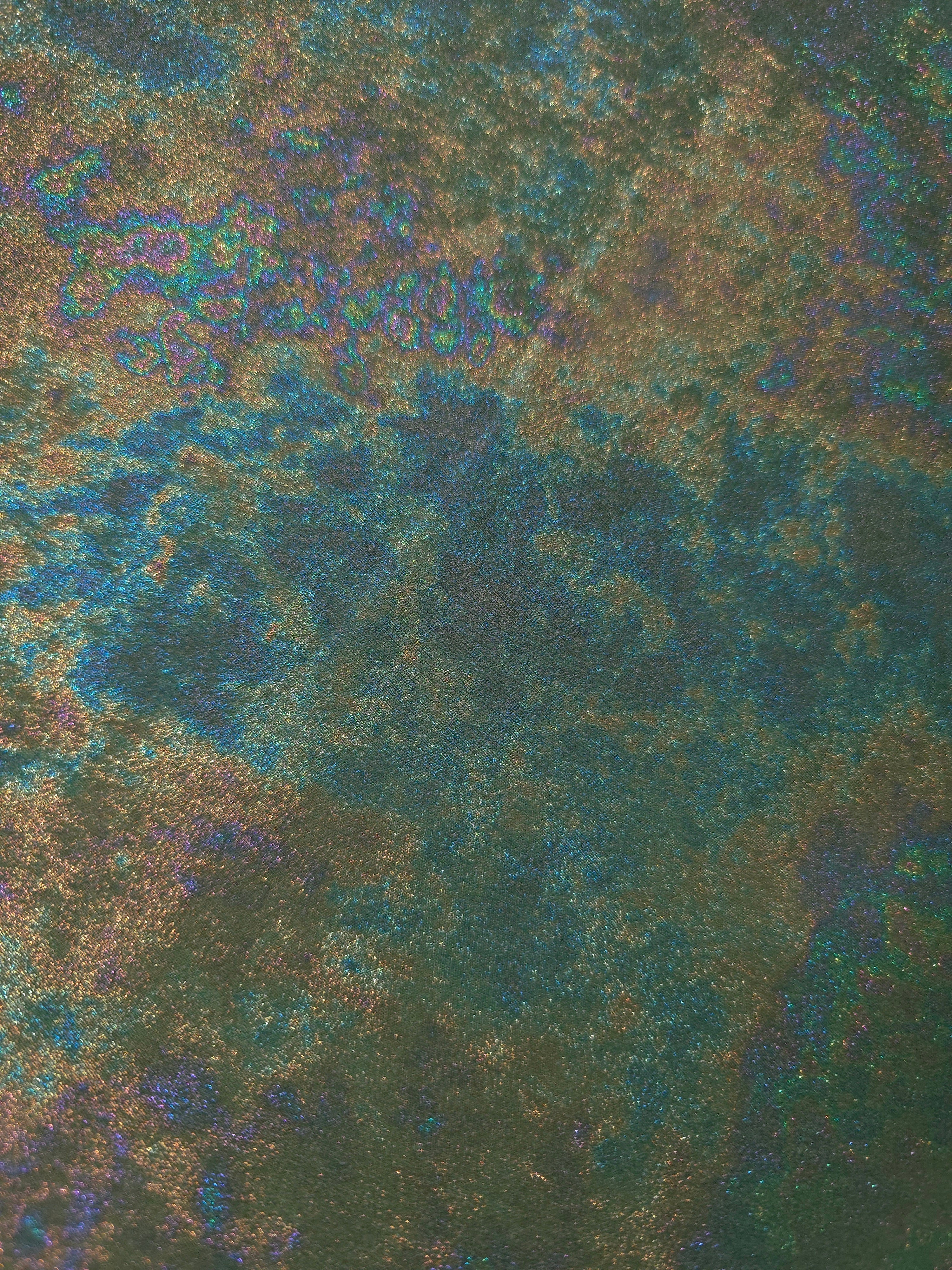 MilanSaten Rainbow Foil fabric in Sage Green, shade 74 — macro shimmer close-up