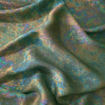 MilanSaten Rainbow Foil fabric in Sage Green, shade 74 — texture close-up
