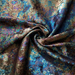 MilanSaten Rainbow Foil fabric in Navy Charcoal, shade 79 — flowing fabric view