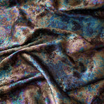 MilanSaten Rainbow Foil fabric in Navy Charcoal, shade 79 — rainbow foil detail