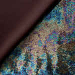 MilanSaten Rainbow Foil fabric in Navy Charcoal, shade 79 — texture close-up