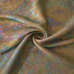 MilanSaten Rainbow Foil fabric in Antique Bronze, shade 87 — flowing fabric view
