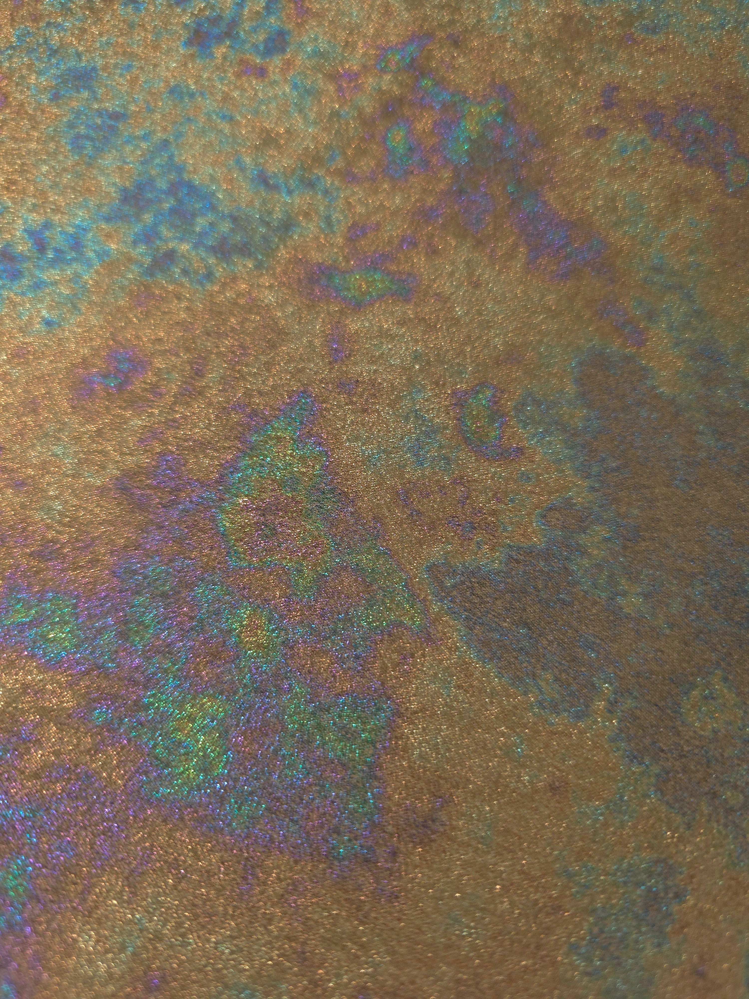 MilanSaten Rainbow Foil fabric in Antique Bronze, shade 87 — folded fabric view