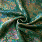 MilanSaten Rainbow Foil fabric in Emerald Green, shade 93 — flowing fabric view