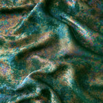 MilanSaten Rainbow Foil fabric in Emerald Green, shade 93 — rainbow foil detail