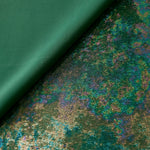 MilanSaten Rainbow Foil fabric in Emerald Green, shade 93 — folded fabric view