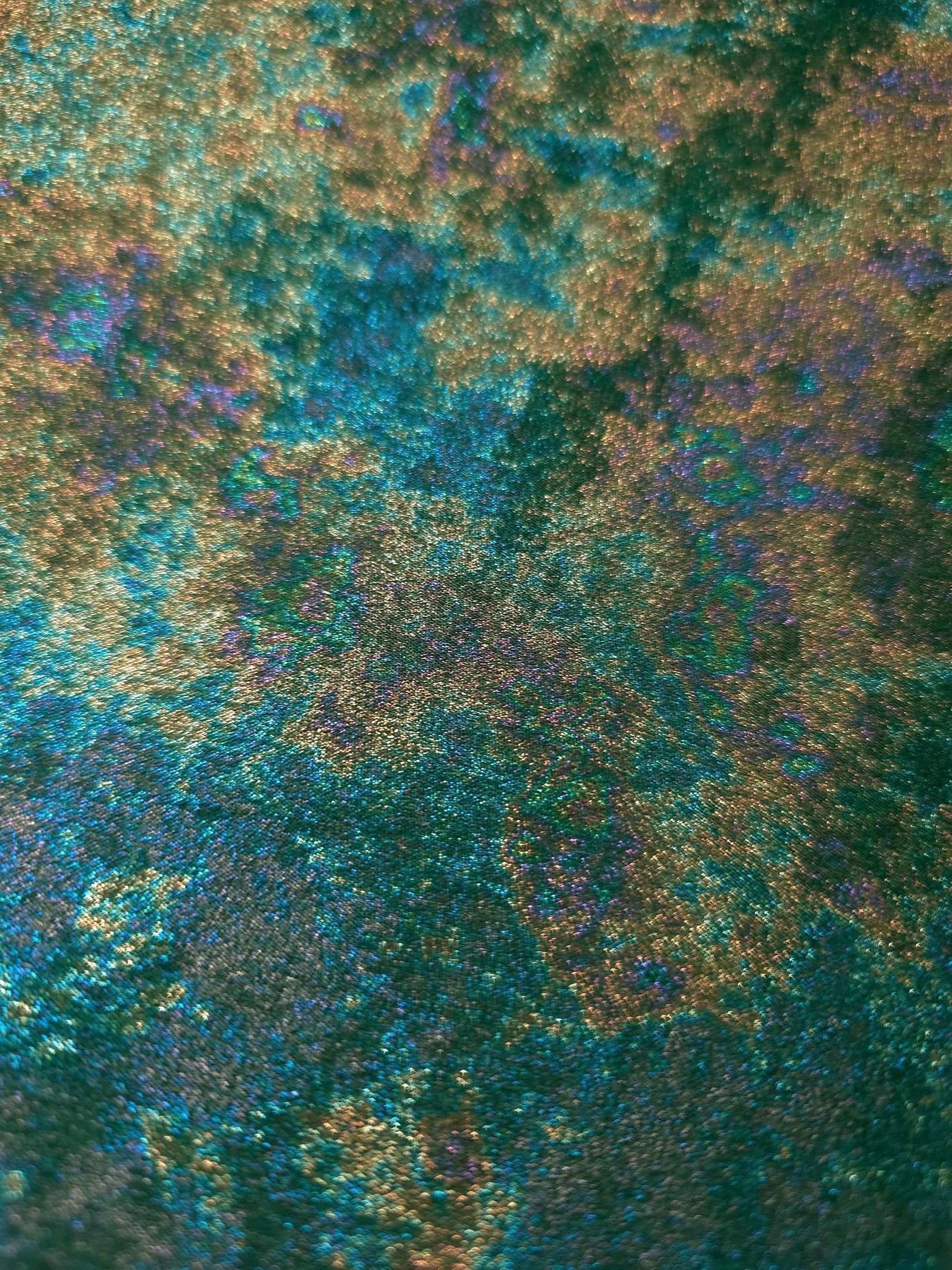 MilanSaten Rainbow Foil fabric in Emerald Green, shade 93 — texture close-up
