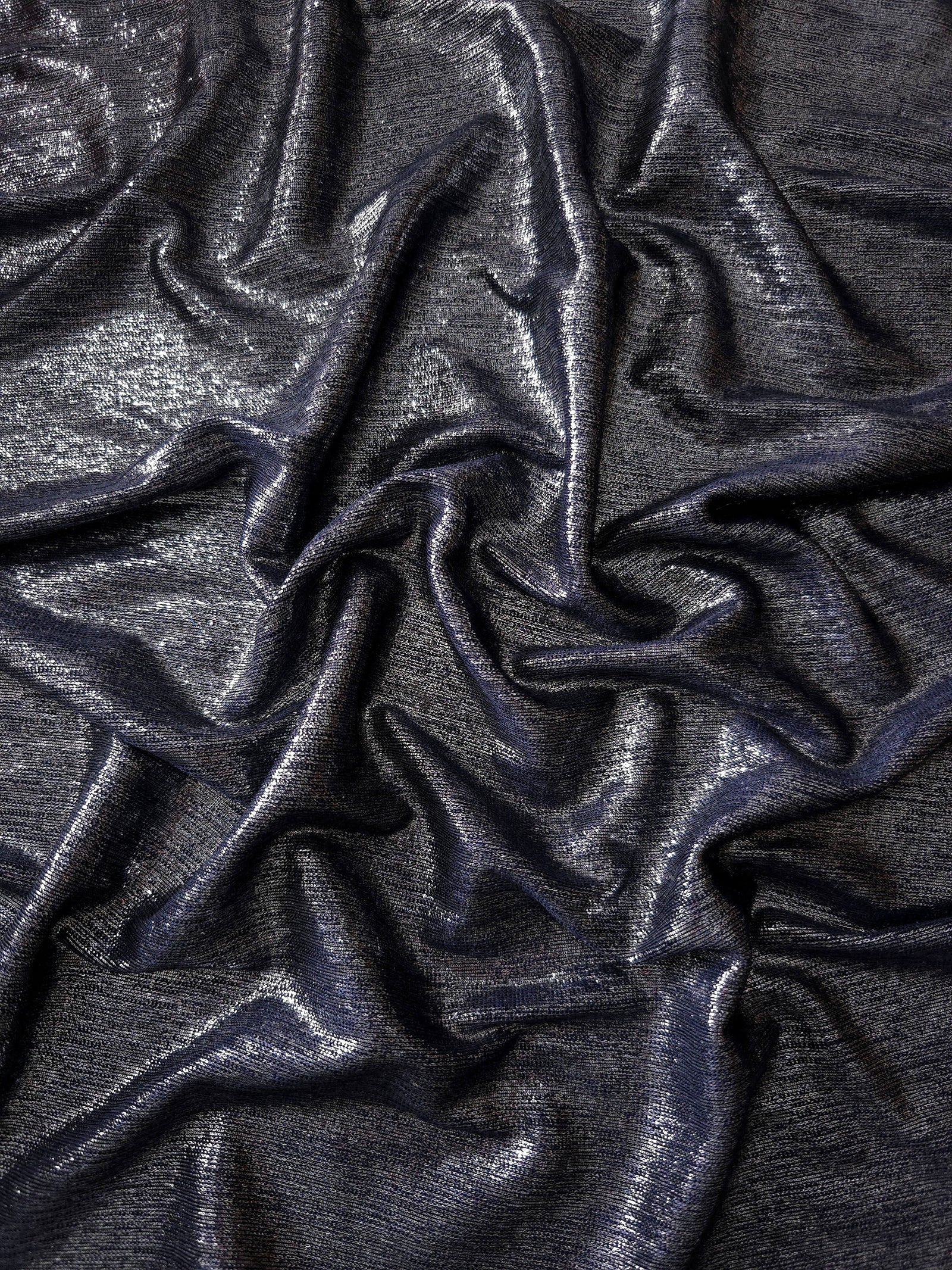 Premium Plisse Metallic Lame Stretch Jersey