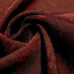 Drape detail of matrix motif rayon jacquard for structured dresses.
