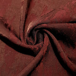 Matrix motif rayon jacquard drape view with opaque woven body.