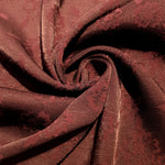Pansy flower rayon jacquard drape view with structured movement.
