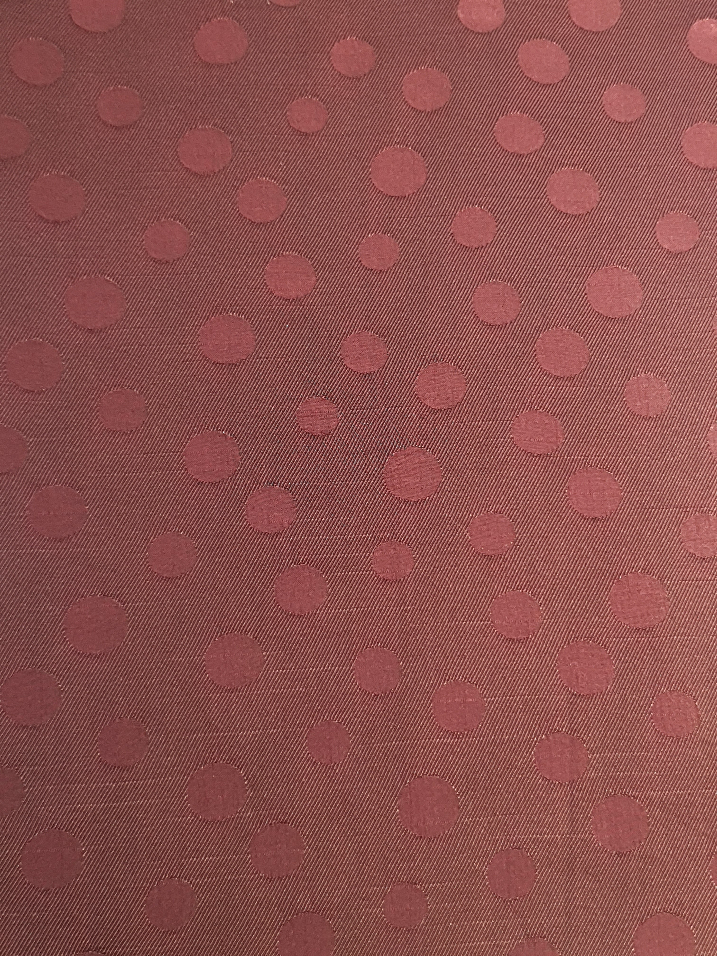 Full view of polka dot rayon jacquard fabric by the meter.