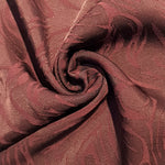 Seaweed motif rayon jacquard drape view with structured garment flow.