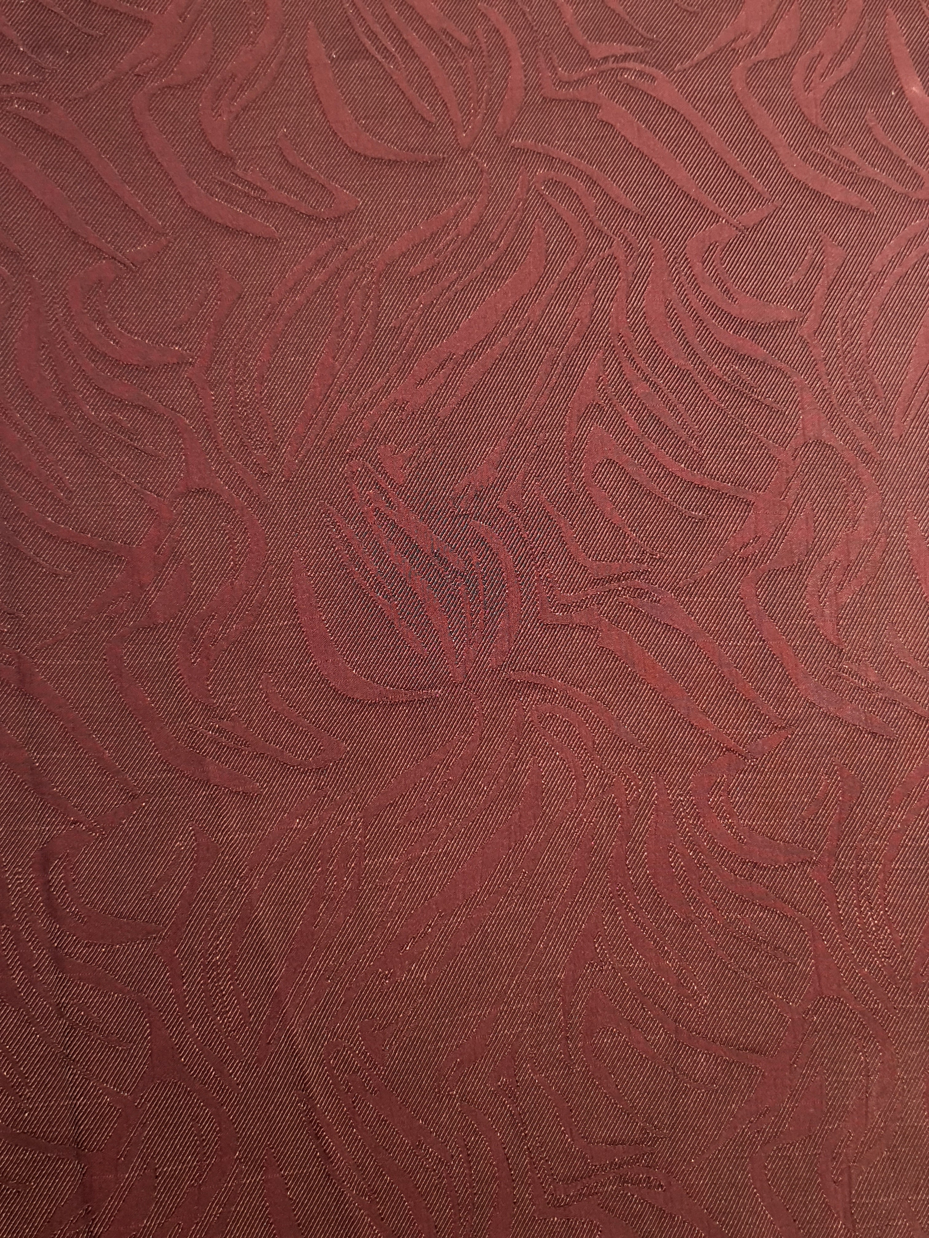 Full view of seaweed motif rayon jacquard fabric by the meter.