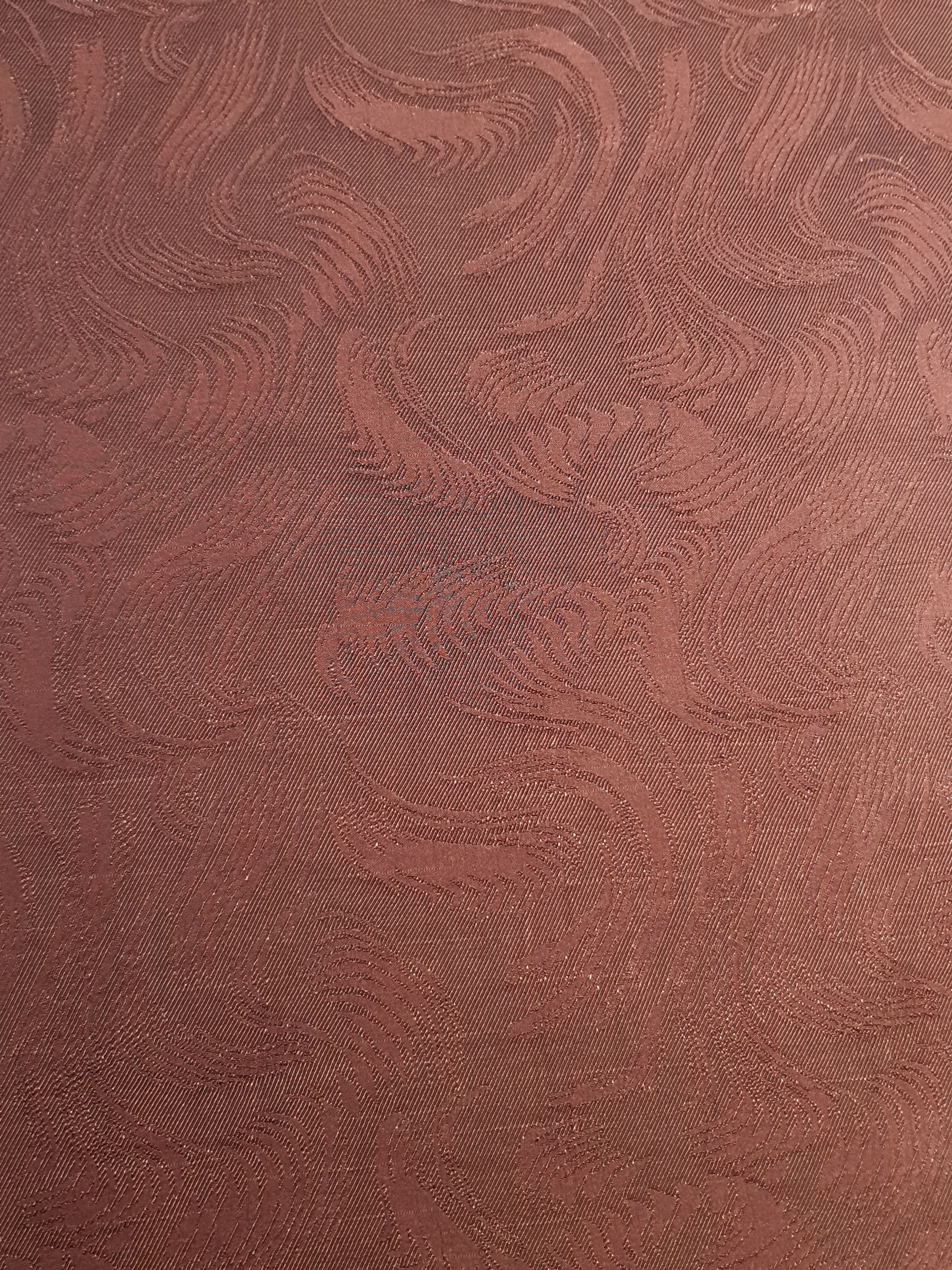Full view of swirl motif rayon jacquard fabric by the meter.
