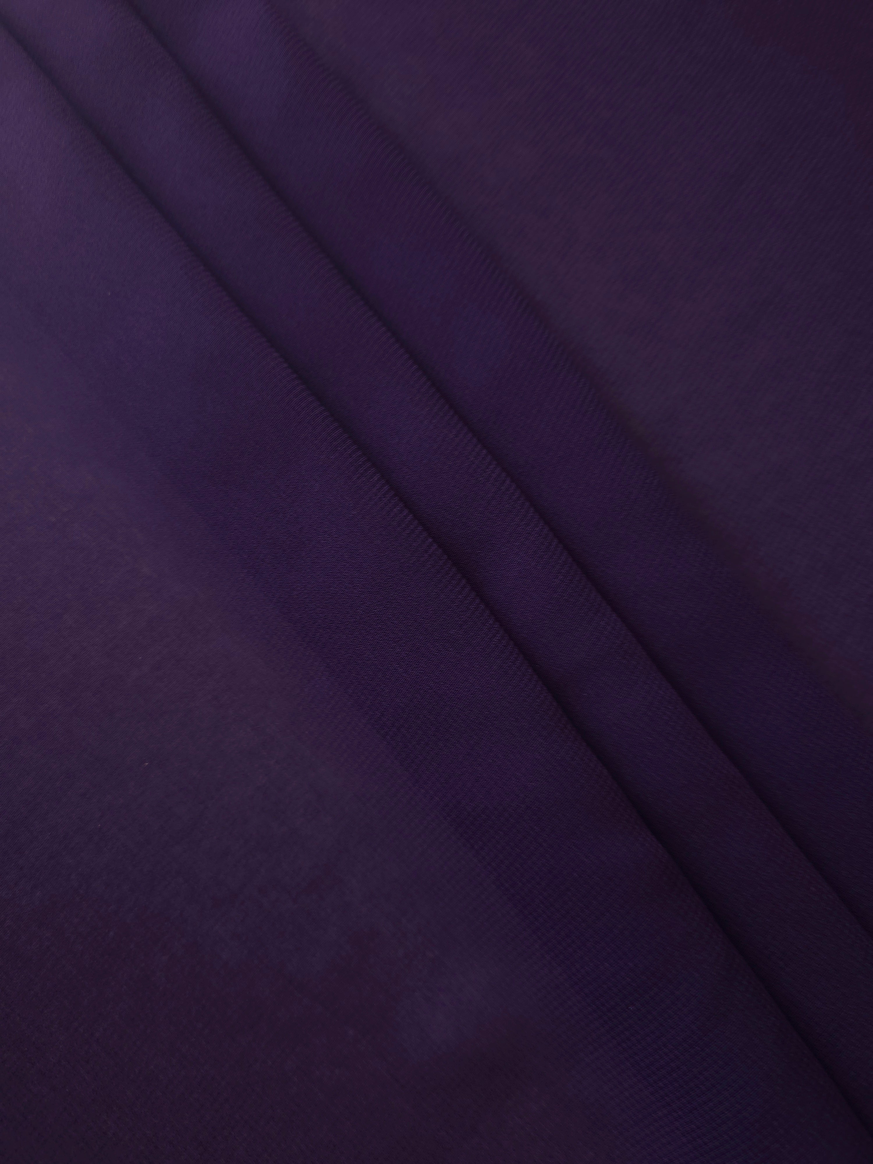 Layered folds of Deep Aubergine stretch chiffon show depth and translucency for tiered skirts, cape overlays and dimensional occasionwear.