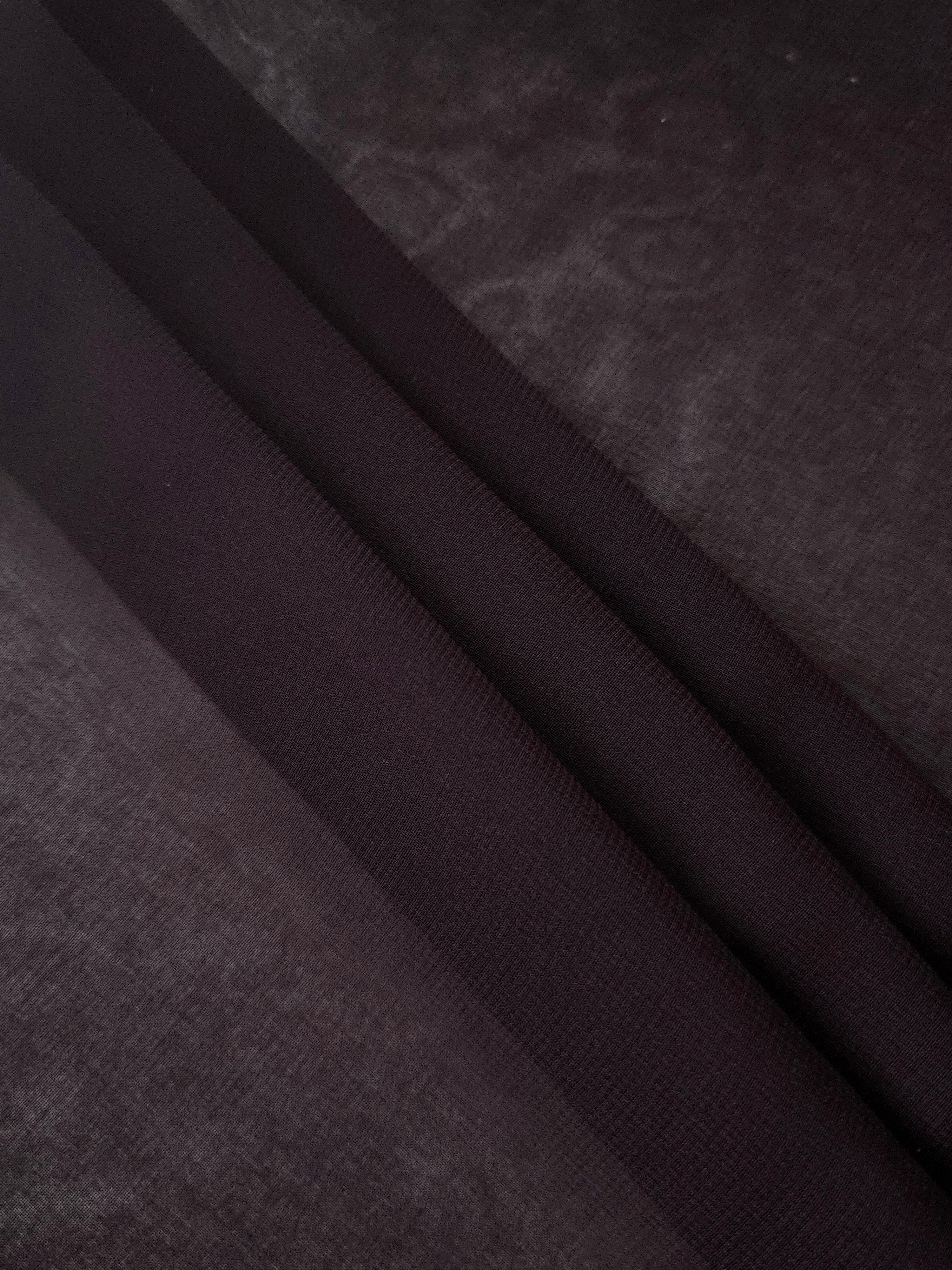 Layered folds of Smoky Plum stretch chiffon show depth and translucency for layered skirts, capelets and dimensional eveningwear.