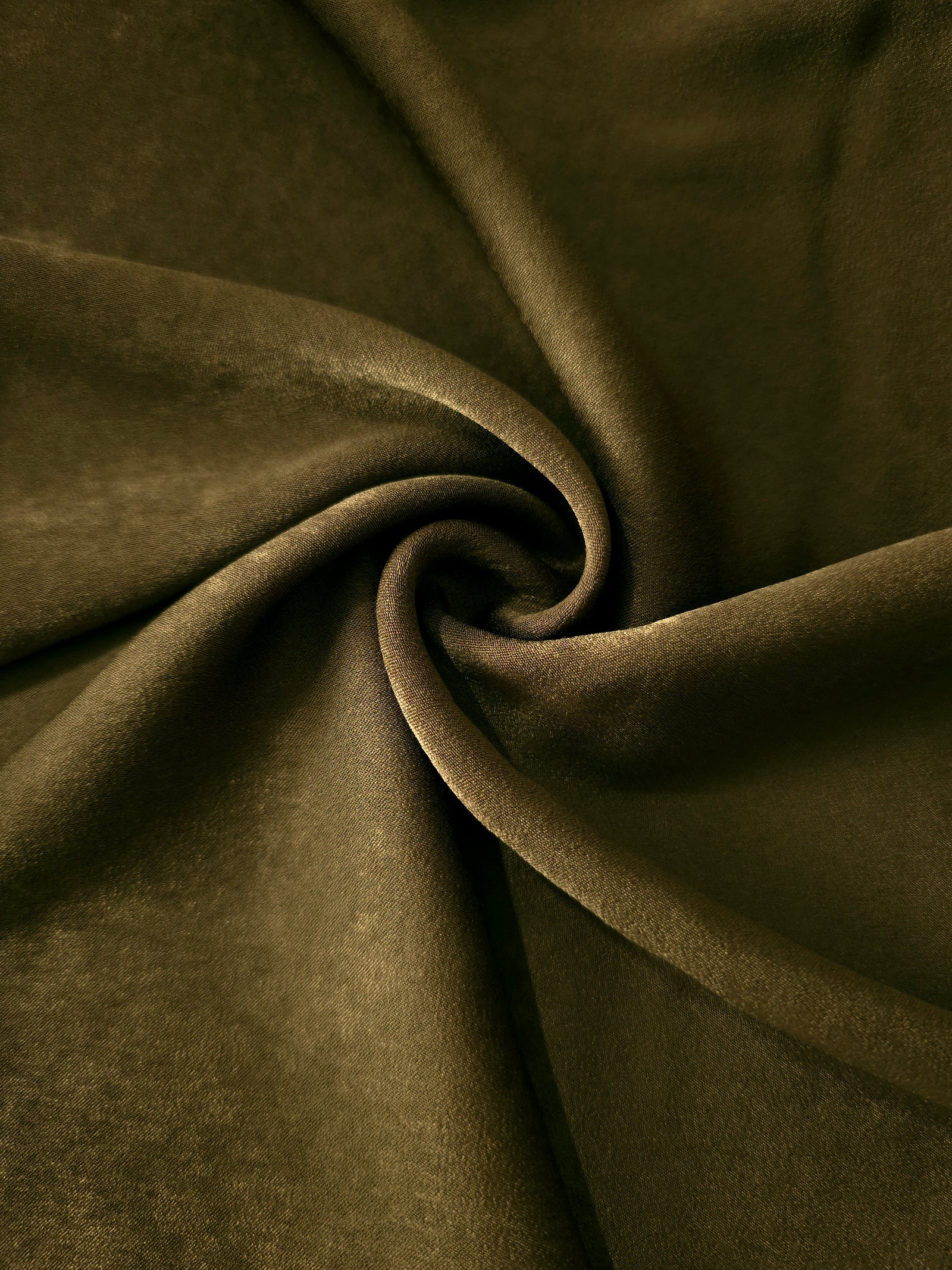 Soft-touch Dark Khaki polyamide fabric with fluid drape