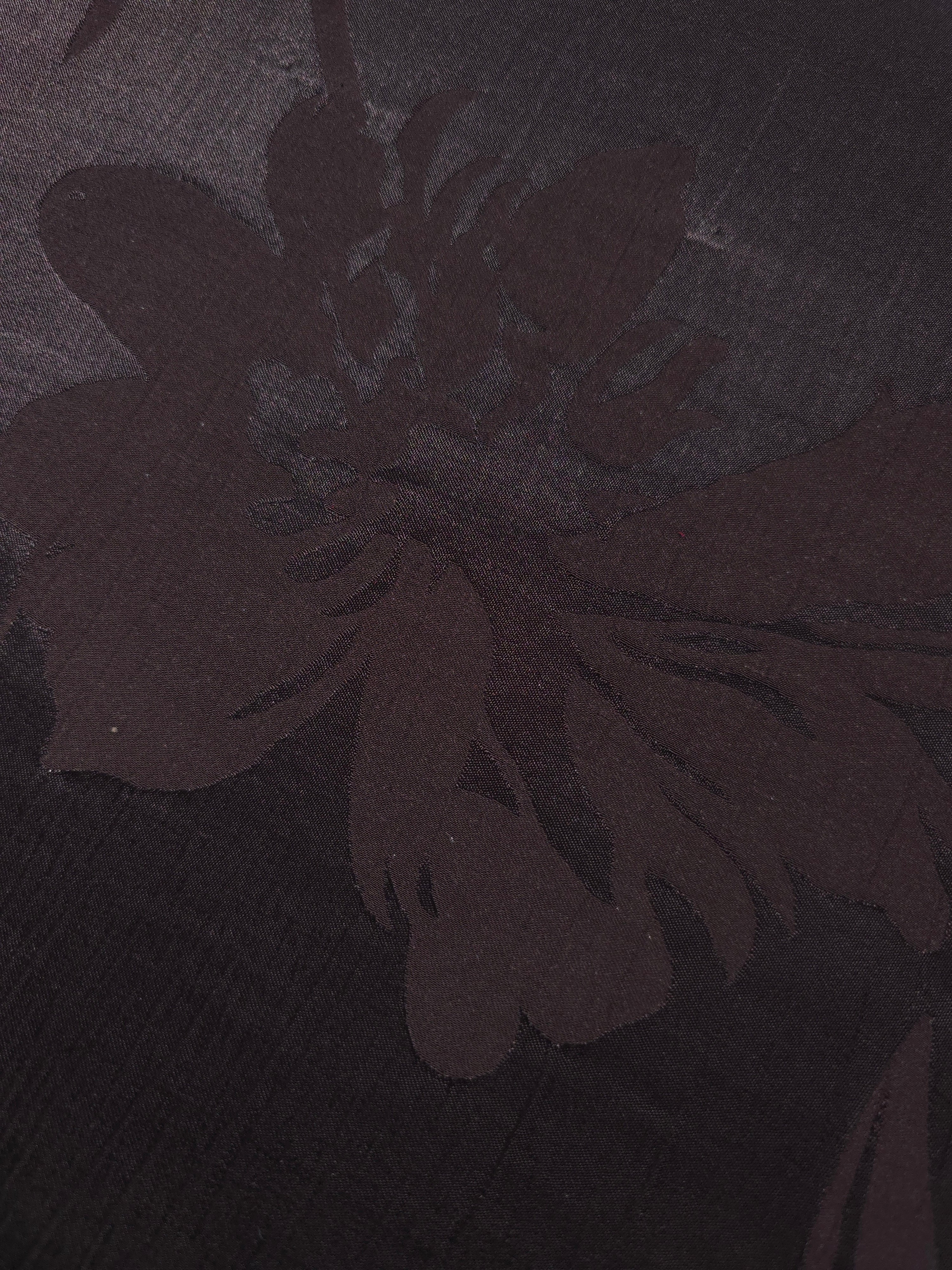 Close-up of Big Flower self-jacquard motif on silky tonal viscose fabric