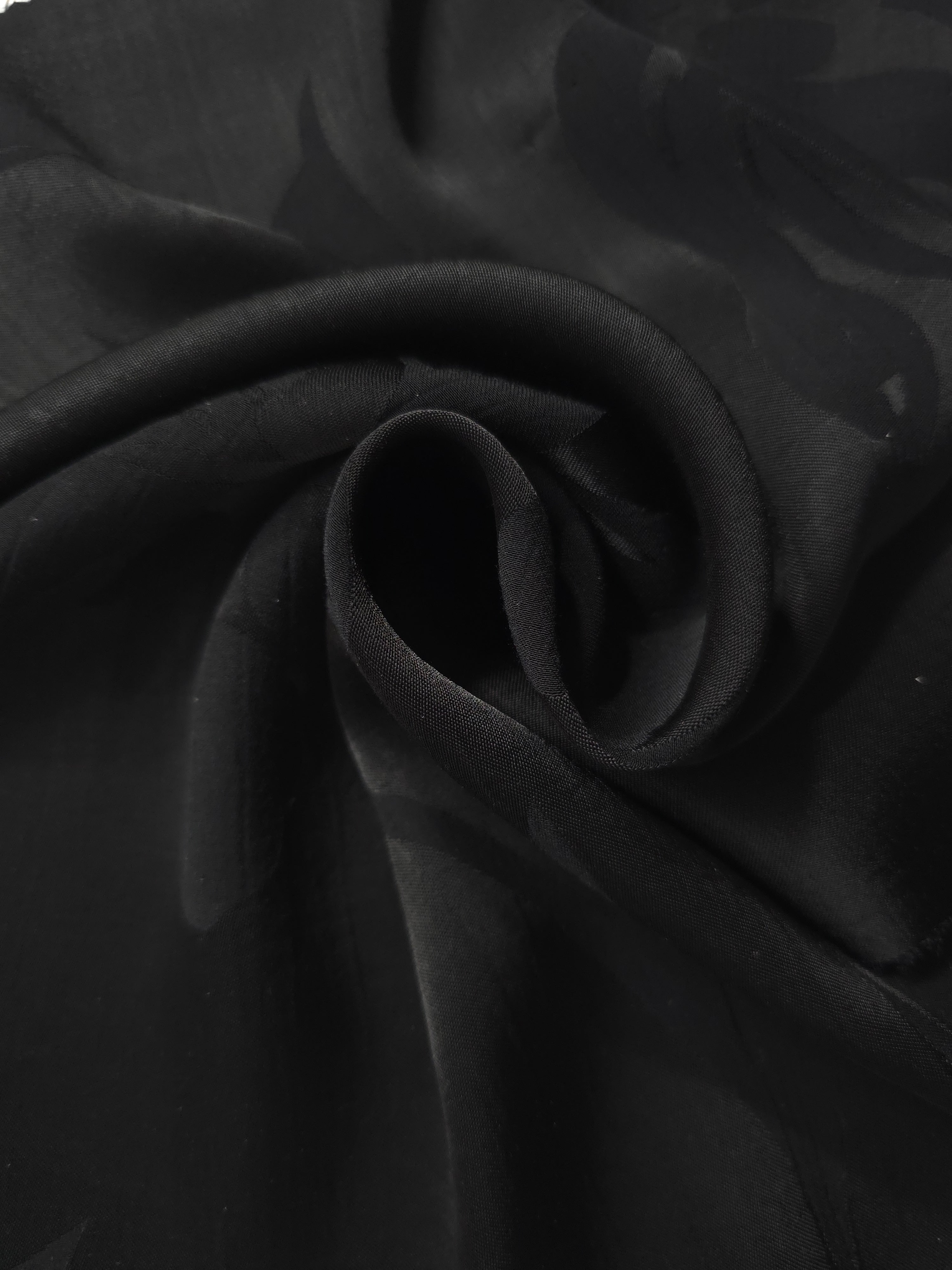 Big Flower self-jacquard tonal viscose fabric draped, showing silky fluid movement