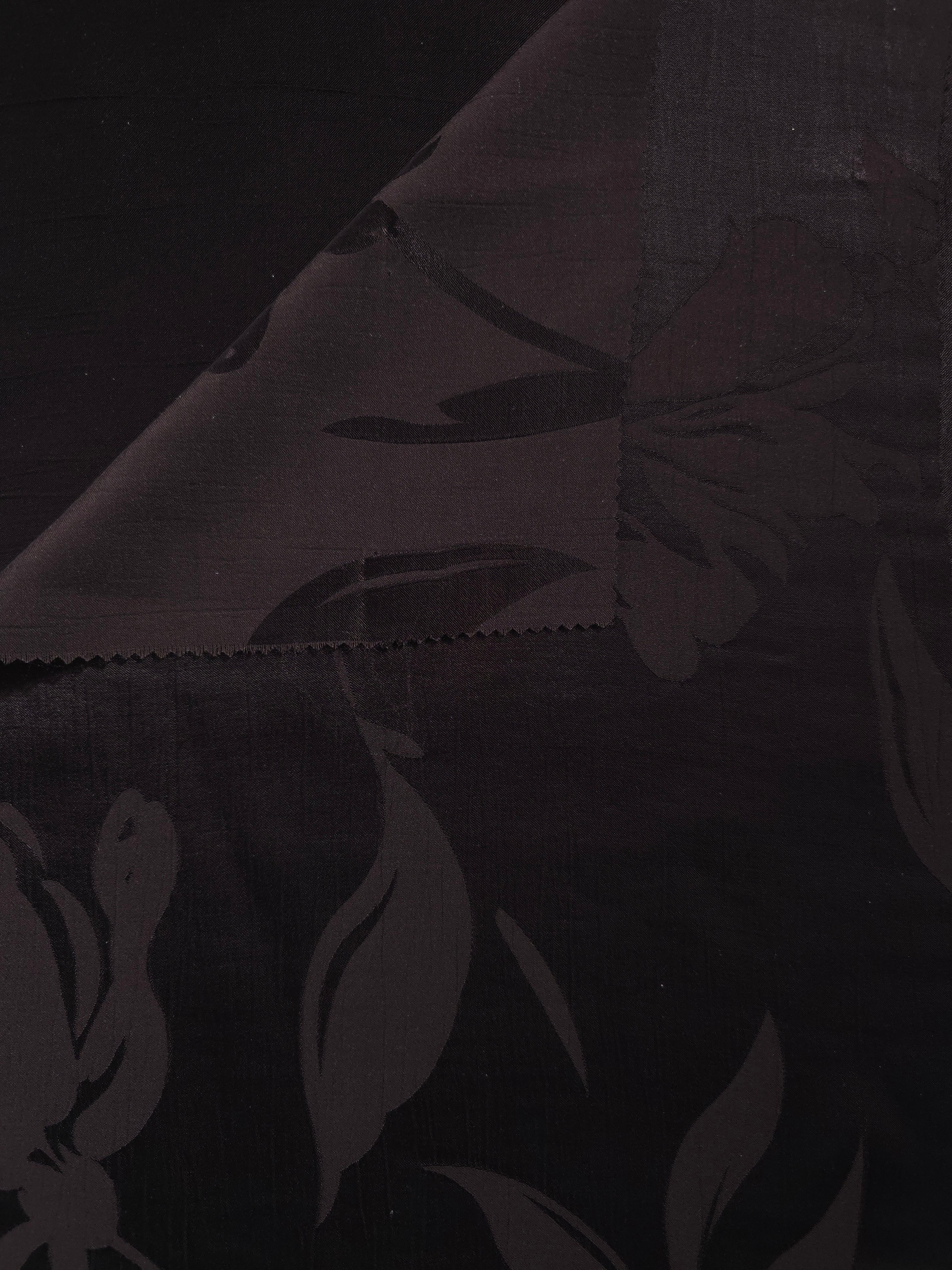 Front and back view of Big Flower tonal silky viscose jacquard fabric