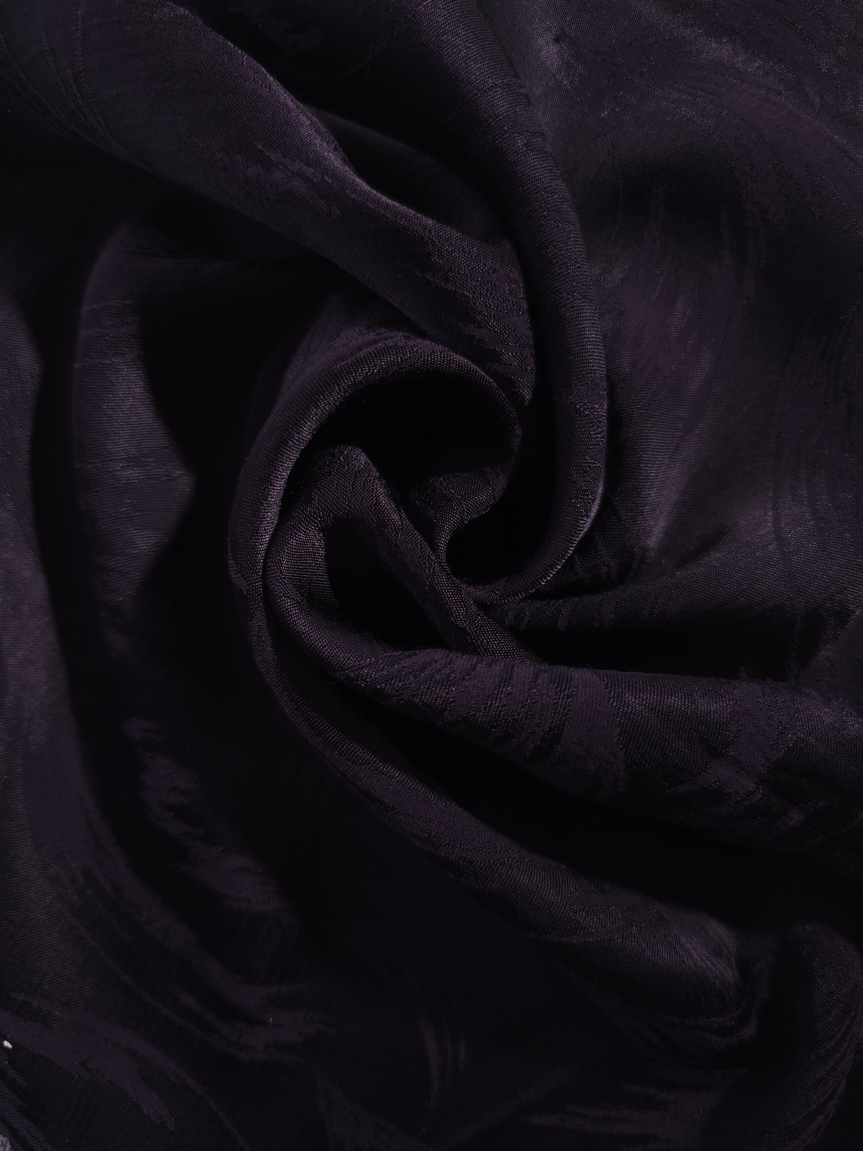 Brush self-jacquard tonal viscose fabric draped, showing silky fluid movement