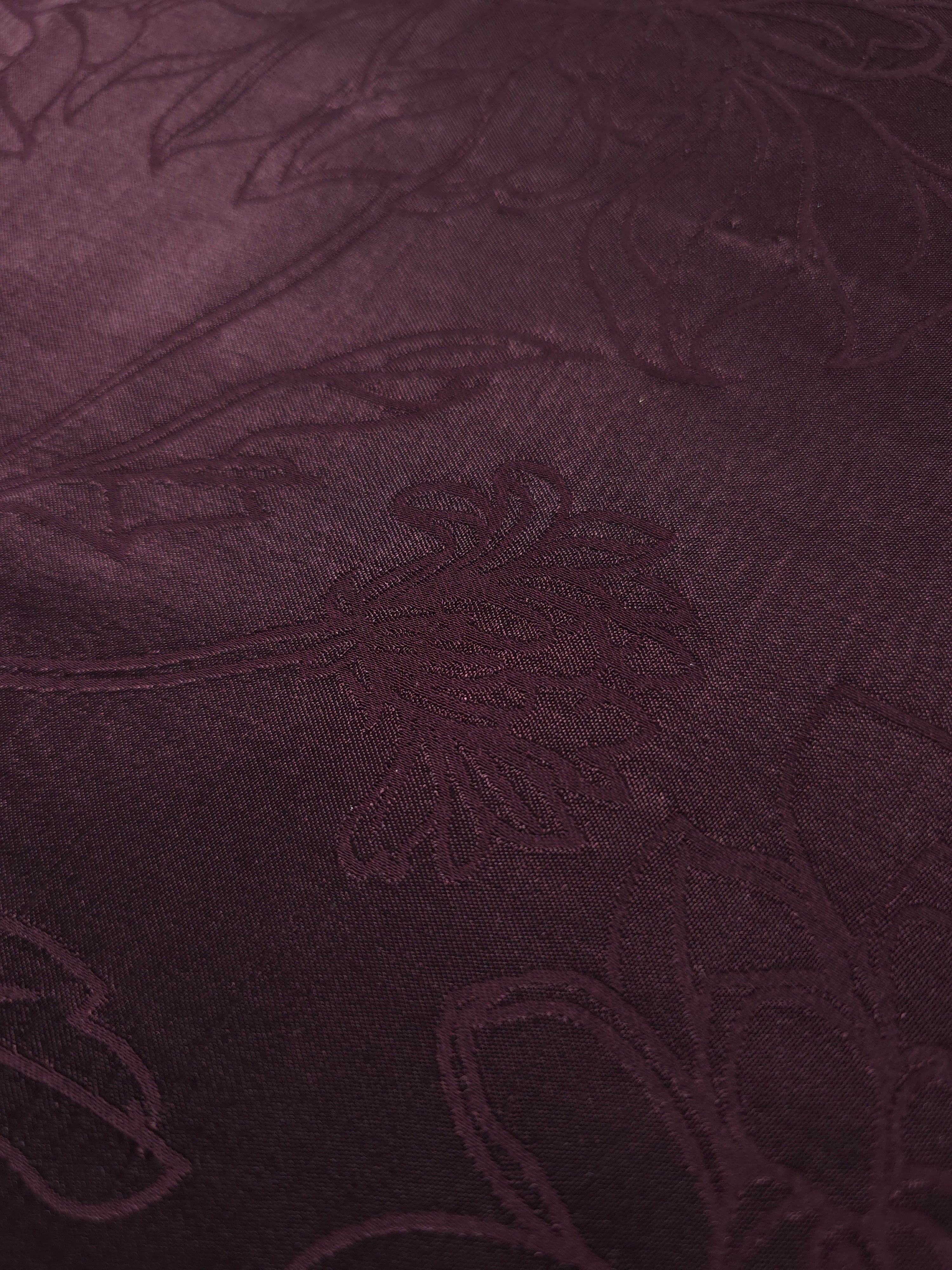 Close-up of Floral self-jacquard motif on silky tonal viscose fabric
