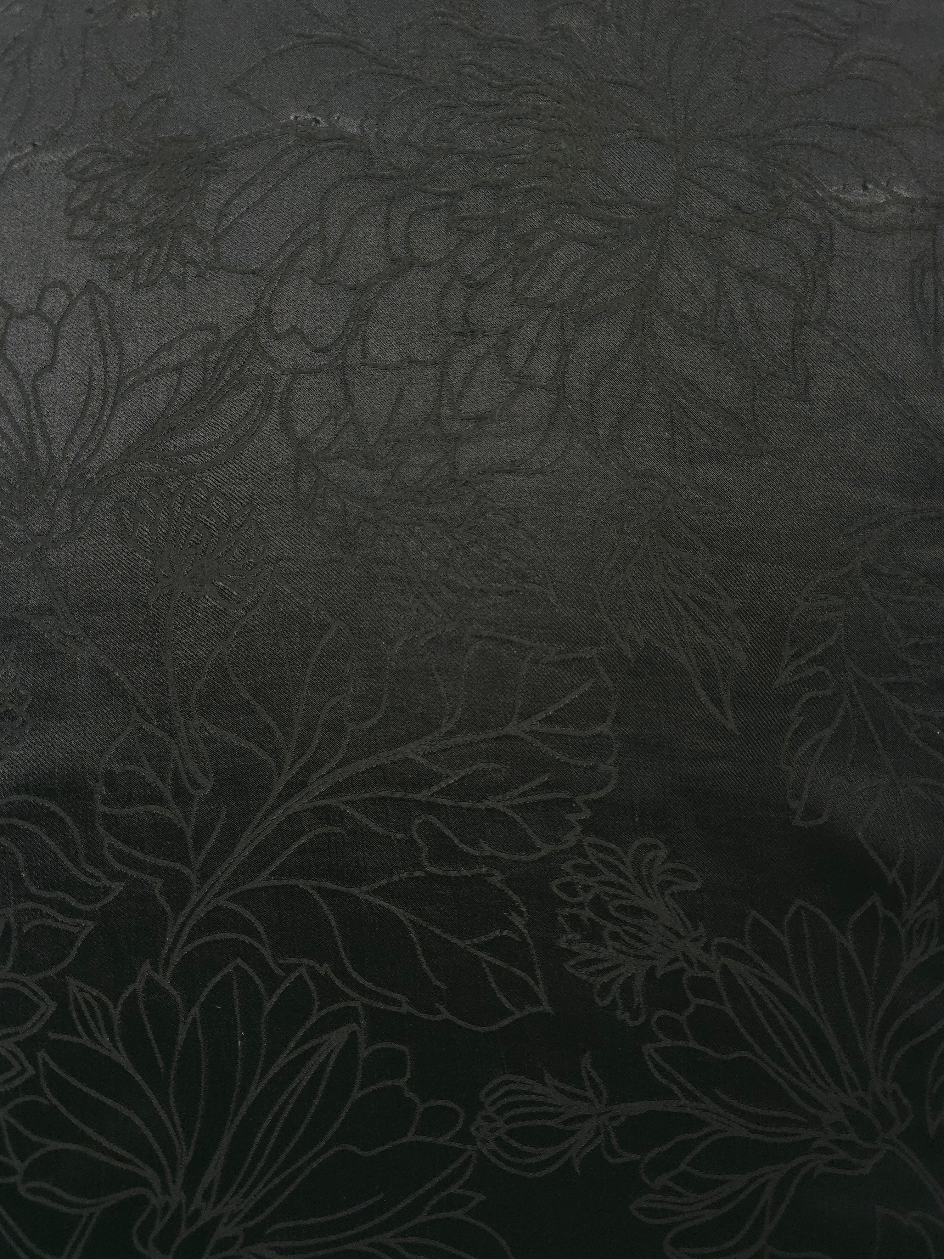 Wide view of Floral tonal silky viscose jacquard fabric yardage