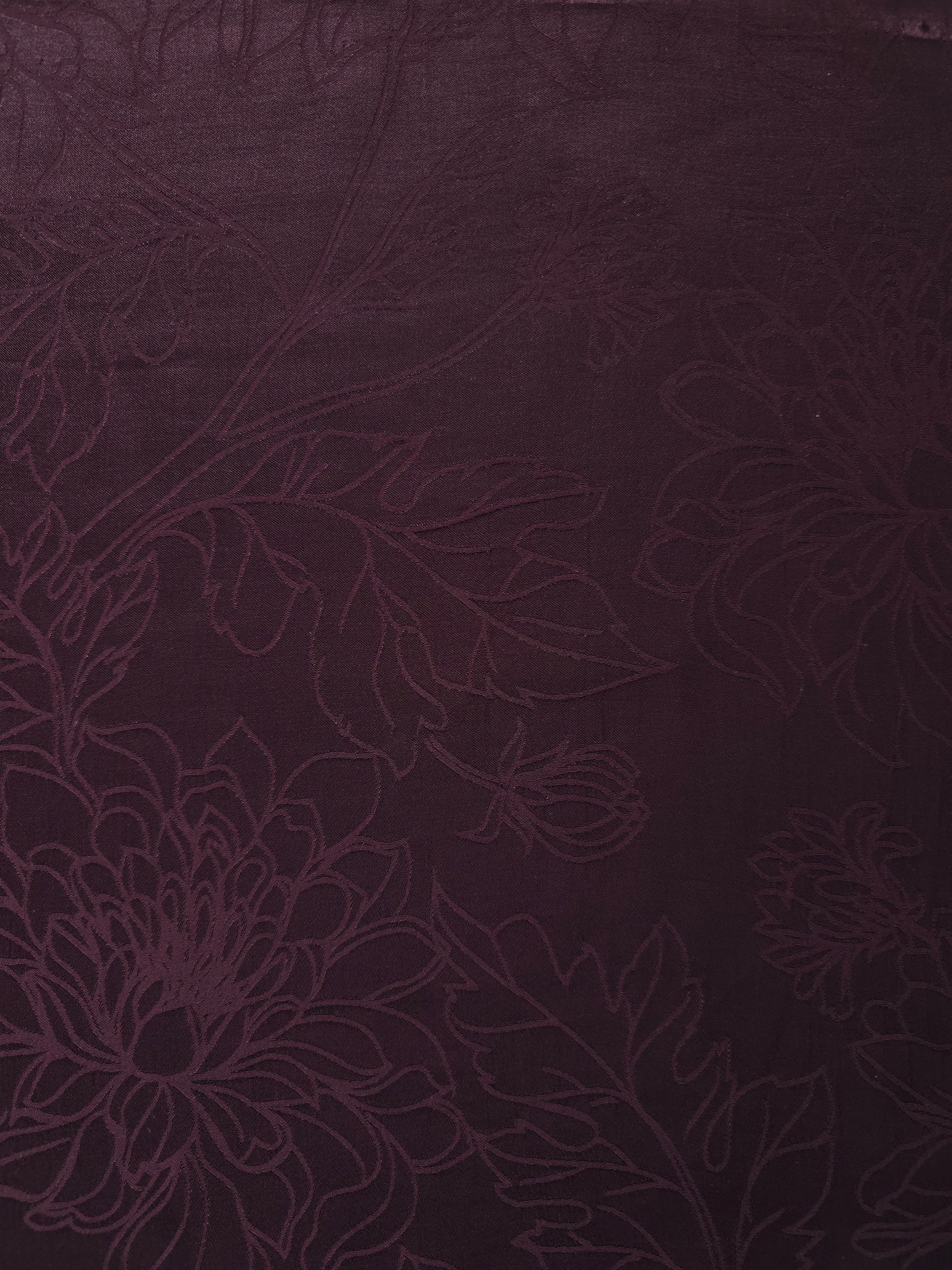 Wide view of Floral tonal silky viscose jacquard fabric yardage