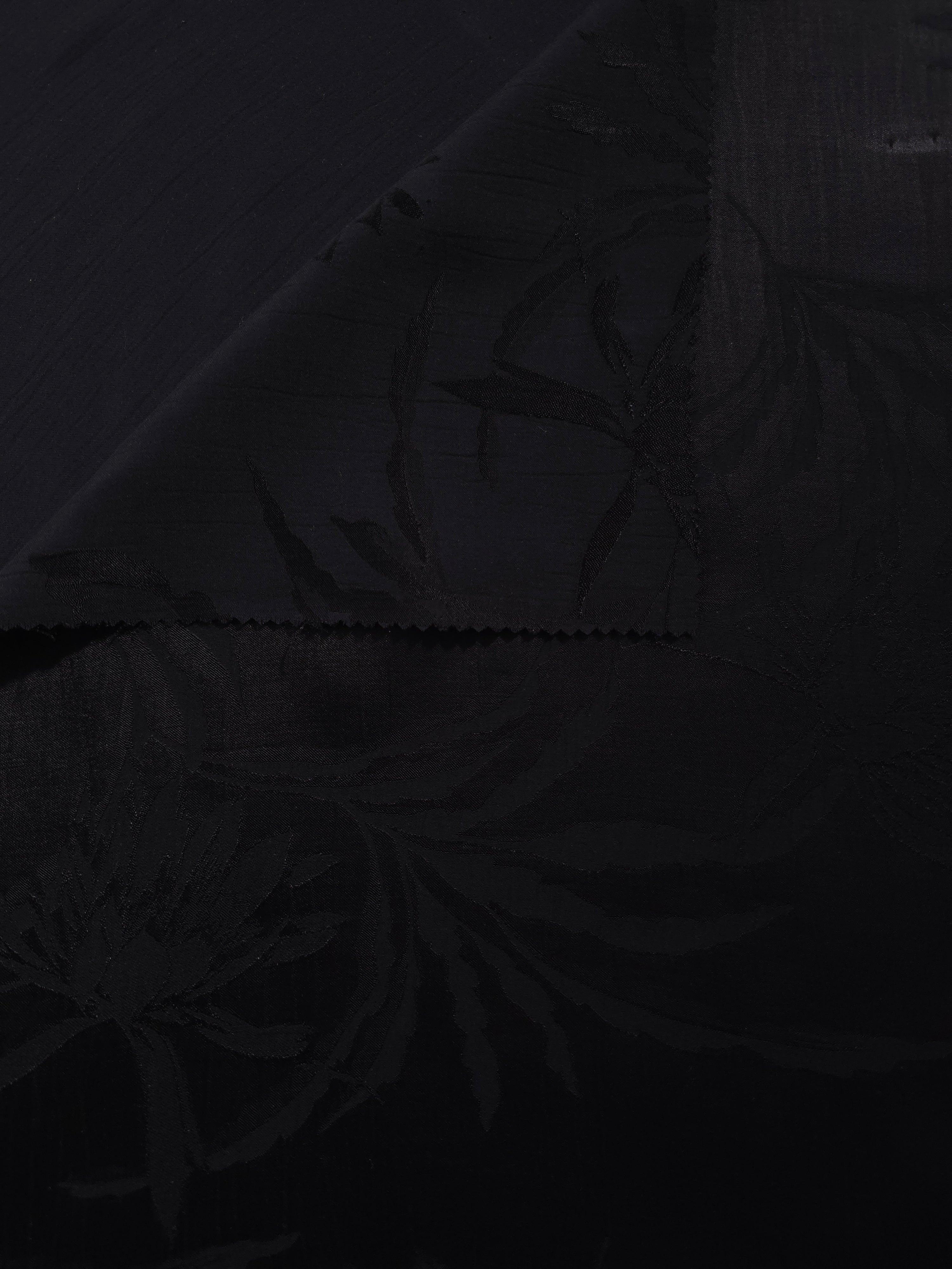 Front and back view of Lily Flower tonal silky viscose jacquard fabric