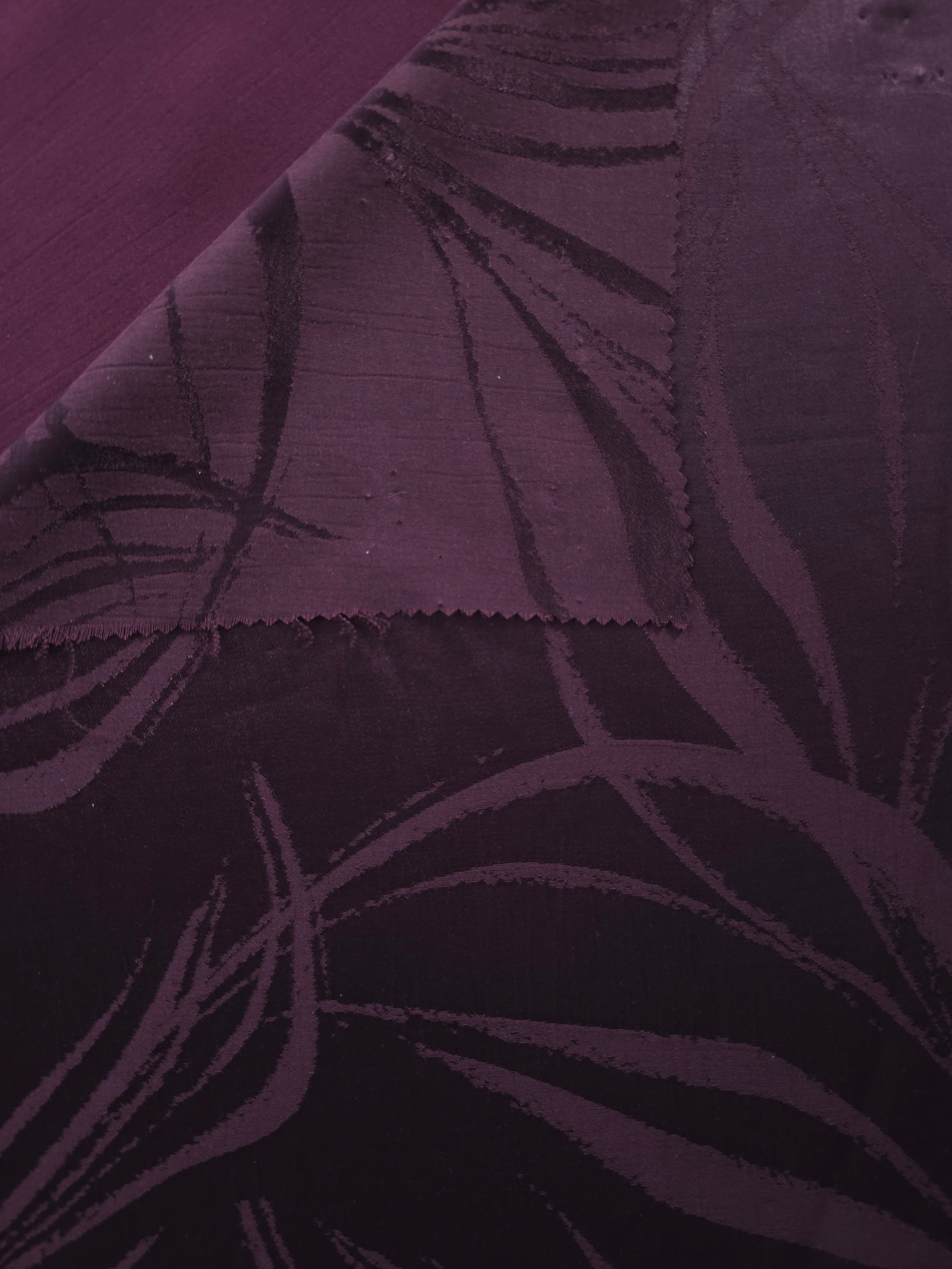 Front and back view of Seaweed tonal silky viscose jacquard fabric